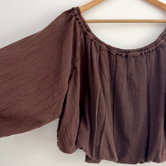 Free People We The Free All About The Bubble Tee Brown NWOT - Picture 9 of 12